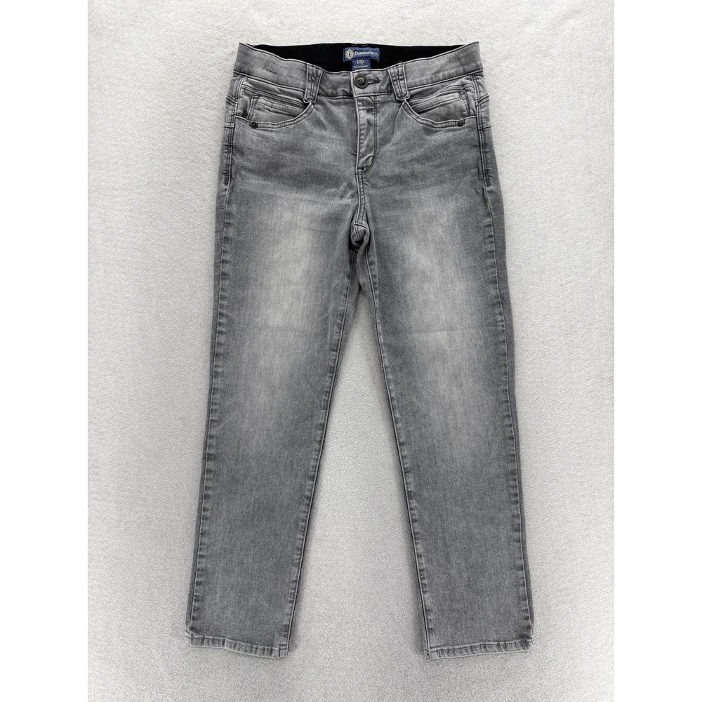 Democracy Ab Solution Straight Jeans Womens 10P Charcoal Wash Mid Rise Stretch